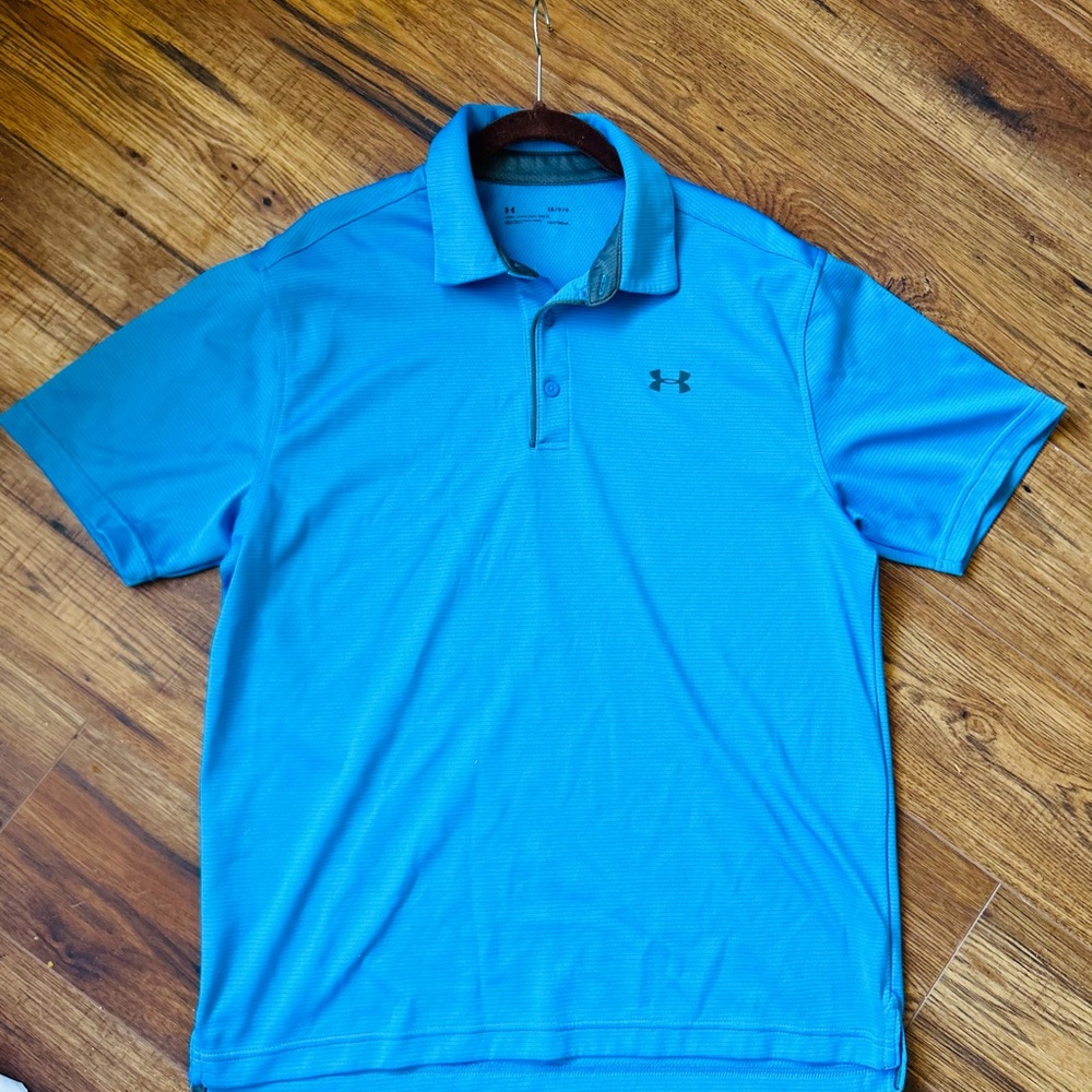 Men’s blue Large Underarmour collared shirt.